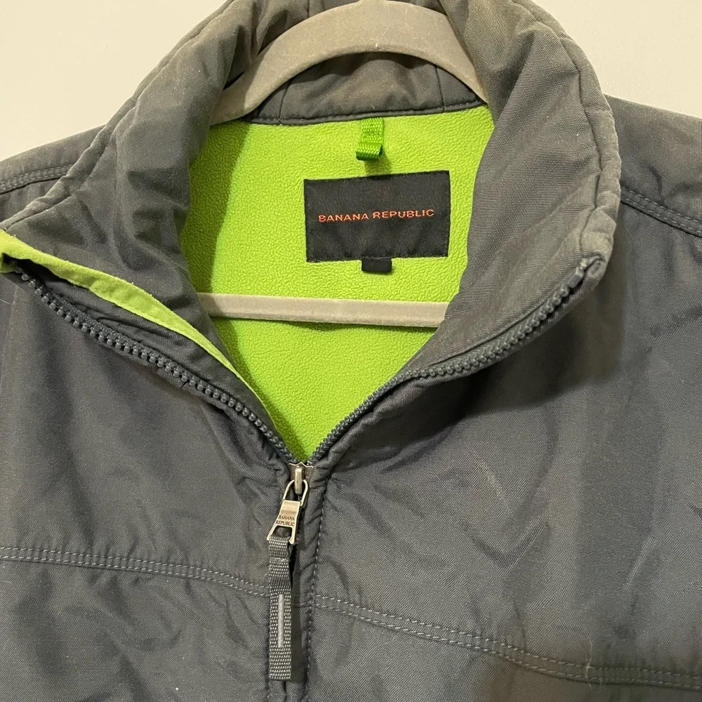 Vintage Banana Republic Full Zip Fleece Lined Gray Jacket side Vents Men’s M